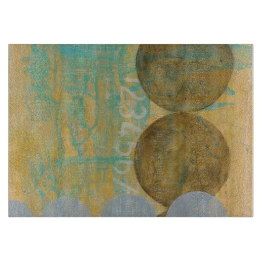 数値を含む濃い茶色と灰色の円 カッティングボード (正面)