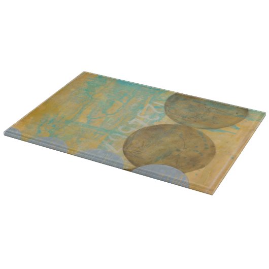 数値を含む濃い茶色と灰色の円 カッティングボード (角)