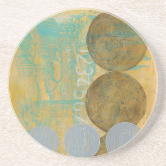 数値を含む濃い茶色と灰色の円 コースター (正面)