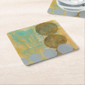 数値を含む濃い茶色と灰色の円 スクエアペーパーコースター (アングル)