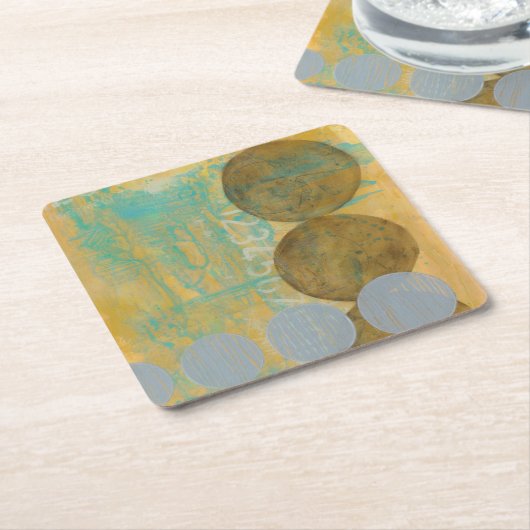 数値を含む濃い茶色と灰色の円 スクエアペーパーコースター (アングル)