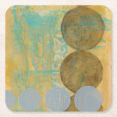 数値を含む濃い茶色と灰色の円 スクエアペーパーコースター (正面)
