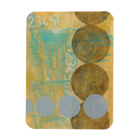 数値を含む濃い茶色と灰色の円 マグネット (縦)