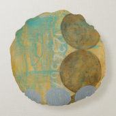 数値を含む濃い茶色と灰色の円 ラウンドクッション (裏面)