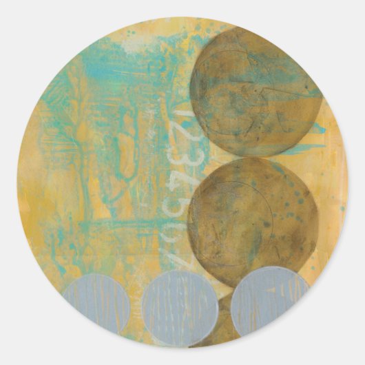 数値を含む濃い茶色と灰色の円 ラウンドシール (正面)