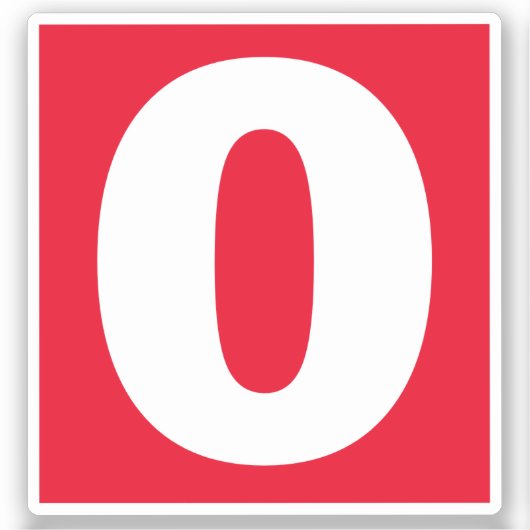 数値ゼロのステッ赤と白カー シール (正面)