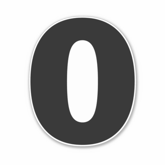 数値ゼロ白黒ステッカー シール (正面)