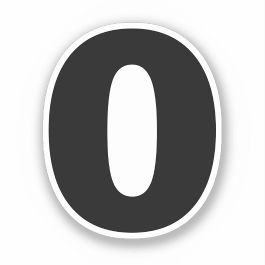 数値ゼロ白黒ステッカー シール (正面)