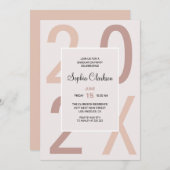 数値タイポグラフィの卒業 招待状 (正面/裏面)