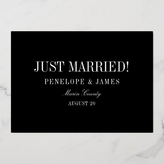 数値日付たった今結婚しました結婚の 箔招待状 (裏面)