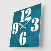 数値顔はっきりしたオンティール(緑がかった色)四角時計 スクエア壁時計 (傾斜)
