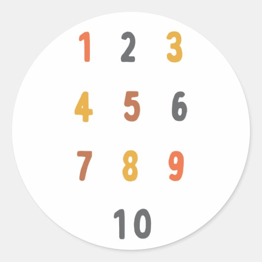 数値1-10集計ラベル教育用 ラウンドシール (正面)