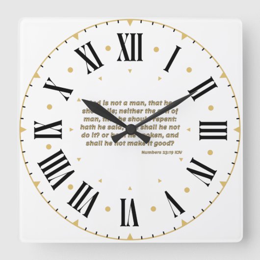 数値23:19 KJVバイブルVerseローマ数字 スクエア壁時計 (正面)