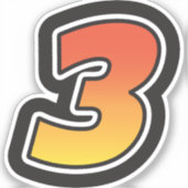 数値3 3グラデーション黄色オレンジ3ストローク シール (正面)