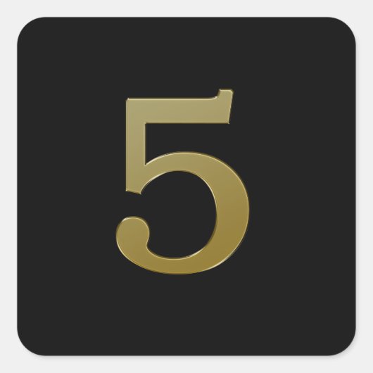 数値5金ゴールド スクエアシール (正面)