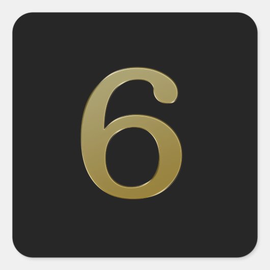 数値6金ゴールド スクエアシール (正面)