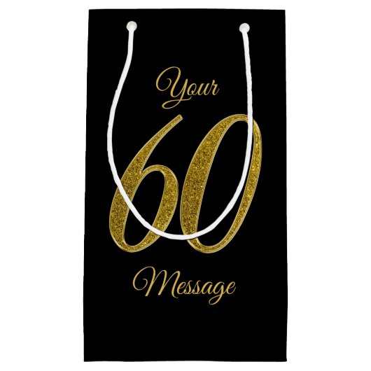 数値60金ゴールドグリッタースタイル スモールペーパーバッグ