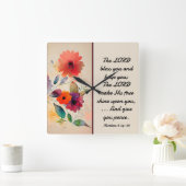 数値6 24-26主あなた賛美のフローラ水色 スクエア壁時計 (ホーム)