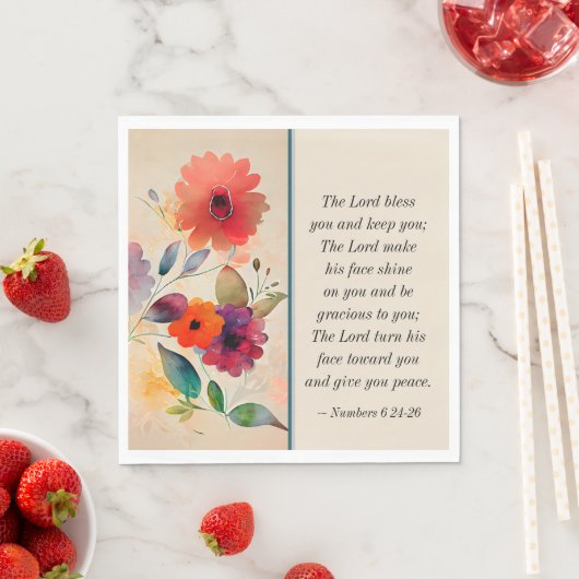 数値6 24-26主あなた賛美のフローラ水色 スタンダードランチョンナプキン (インサイチュ)