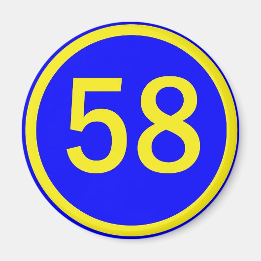 数値， 58，円 マグネット (正面)
