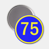 数値， 75，円 マグネット (正面/裏面)
