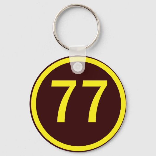 数値， 77，円 キーホルダー (正面)