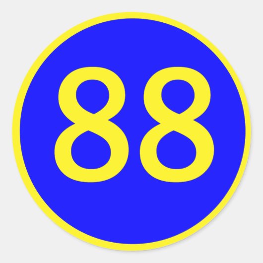 数値， 88，円 ラウンドシール (正面)