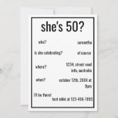 数十年おもしろいシンプル誕生日ミニマルカスタムリスト 招待状 (正面)