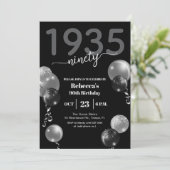 数字が輝く90歳の誕生日パーティーの風船バルーン 招待状 (スタンド正面)