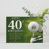数字とゴルフボール付きゴルフ40歳の誕生日 カード (スタンド正面)