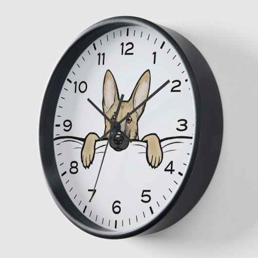 数字と分が可愛いドイツの羊飼い犬 壁時計 (傾斜)