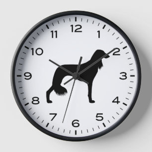 数字と分を使った犬のサルキのシルエット 壁時計