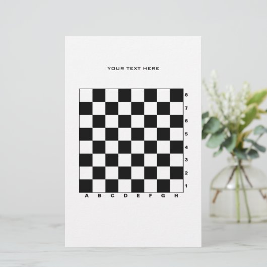 数字と文字を含む印刷可能なチェス盤 便箋 (スタンド正面)