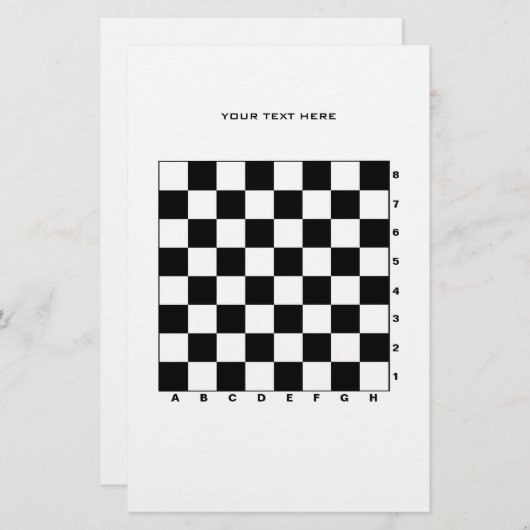 数字と文字を含む印刷可能なチェス盤 便箋 (正面/裏面)