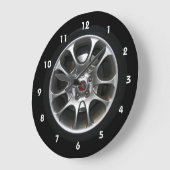 数字と車のホイールハブキャップ時計 ラージ壁時計 (傾斜)