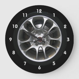 数字と車のホイールハブキャップ時計 ラージ壁時計