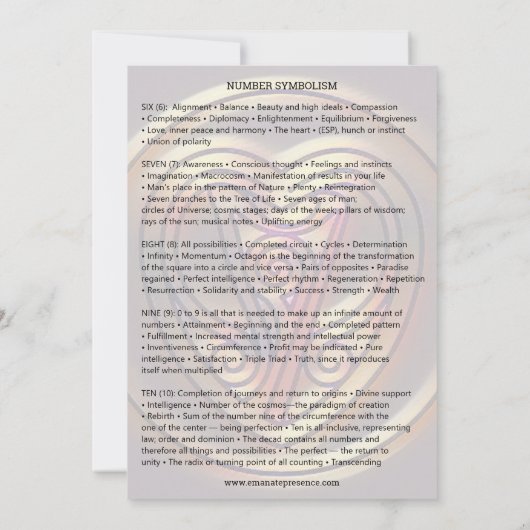 数字の象徴 - 招待 招待状 (裏面)