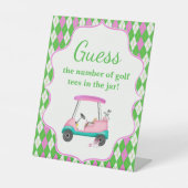 数字を推測するゴルフティー赤ちゃんシャワーゴルフカート 台座サイン (正面)