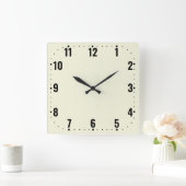 数字シンプル付き顔ベージュ – フレームレス スクエア壁時計 (ホーム)