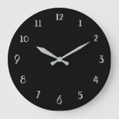 数字シンプル付き黒時計 ラージ壁時計 (正面)