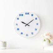 数字中国のキャラクター(青フォント) ラージ壁時計 (ホーム)