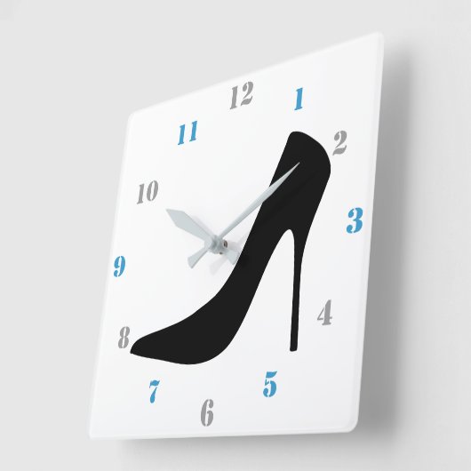 数字付きの高級な黒い踵 スクエア壁時計 (傾斜)