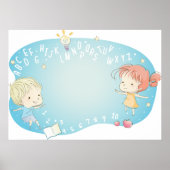 数字付き子供向けアルファベット学習イラスト ポスター (正面)
