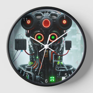 数字入りロボット5の黒い壁掛け時計 壁時計