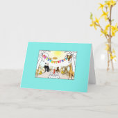 数字1ろうそく動物誕生日カード カード (黄色い花)