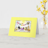 数字13ロウソク動物誕生日カード カード (黄色い花)