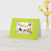 数字2ろうそく動物誕生日カード カード (黄色い花)