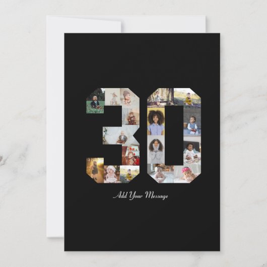 数字30のフォトコラージュ サンキューカード (正面)