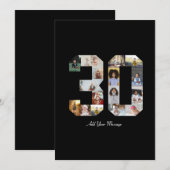 数字30のフォトコラージュ サンキューカード (正面/裏面)