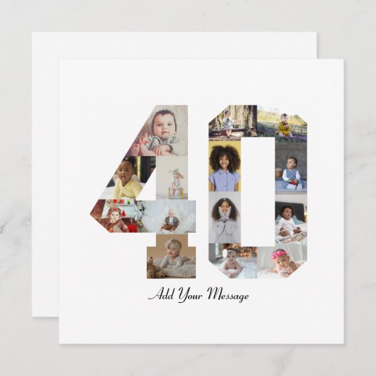 数字40のフォトコラージュ サンキューカード (正面/裏面)